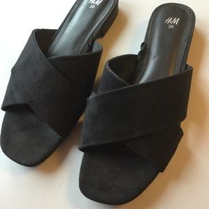 H&M Black Suede Criss-Cross Sandals